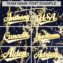 Navy White Black & Shiny Gold Cracked Foil Mesh Baseball Jersey 4
