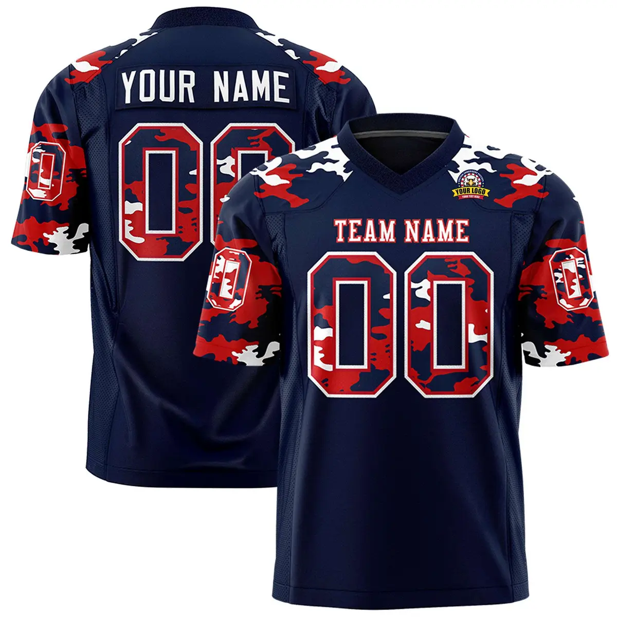 Navy White Camo Authentic Football Jersey