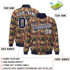 Navy White Camo Varsity Letterman Bomber Jacket 2