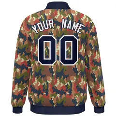 Navy White Camo Varsity Letterman Bomber Jacket 4