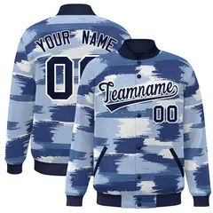 Navy White Camo Varsity Letterman Bomber Jacket