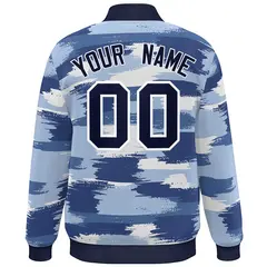 Navy White Camo Varsity Letterman Bomber Jacket 4
