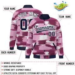 Navy White Camo Varsity Letterman Bomber Jacket 2