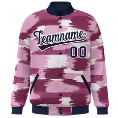Navy White Camo Varsity Letterman Bomber Jacket 3