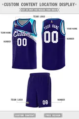 Navy White Chest Color Block Basketball Jersey 2