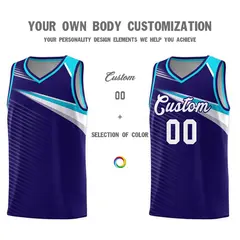 Navy White Chest Color Block Basketball Jersey 3