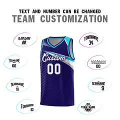 Navy White Chest Color Block Basketball Jersey 4