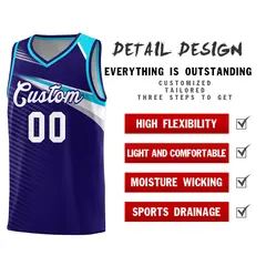 Navy White Chest Color Block Basketball Jersey 5