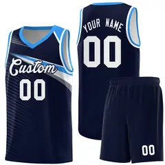 Navy White Chest Color Block Basketball Jersey 1