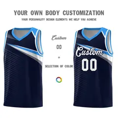 Navy White Chest Color Block Basketball Jersey 3