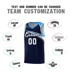 Navy White Chest Color Block Basketball Jersey 4