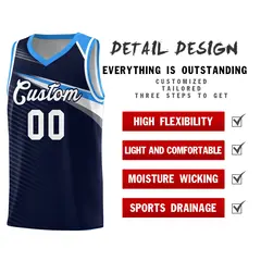 Navy White Chest Color Block Basketball Jersey 5