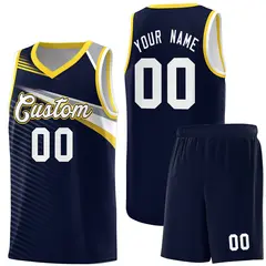 Navy White Chest Color Block Basketball Jersey 1
