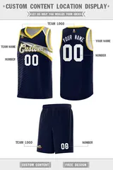 Navy White Chest Color Block Basketball Jersey 2