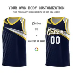 Navy White Chest Color Block Basketball Jersey 3