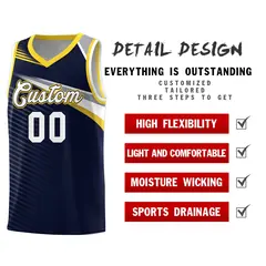 Navy White Chest Color Block Basketball Jersey 5