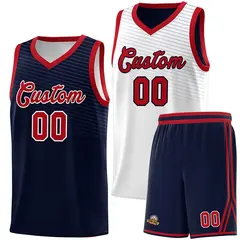 Navy White Chest Slash Pattern Double Side Basketball Jersey