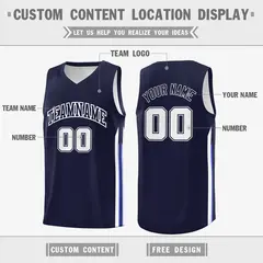Navy White Classic Athletic Casual Basketball Jersey 2