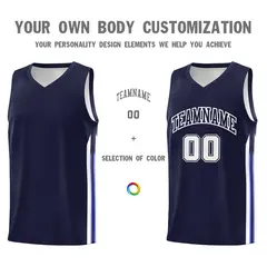 Navy White Classic Athletic Casual Basketball Jersey 3