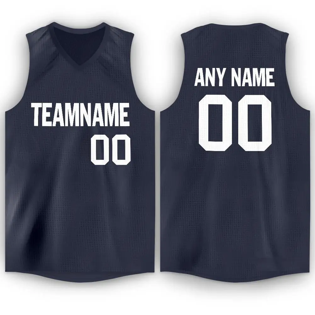 Navy White Classic Athletic Men/Boy Basketball Jersey