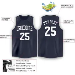Navy White Classic Athletic Men/Boy Basketball Jersey 2