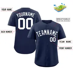 Navy White Classic Authentic Baseball Jersey 2