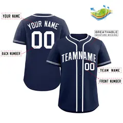 Navy White Classic Authentic Baseball Jersey 3