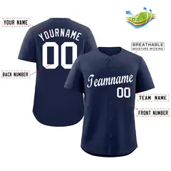 Navy White Classic Authentic Baseball Jersey 2