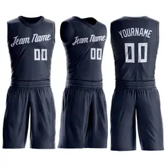 Navy White Classic Basketball Jersey Set 2