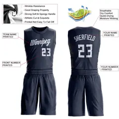 Navy White Classic Basketball Jersey Set 3