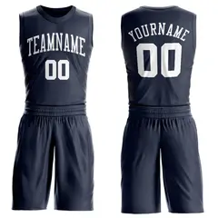 Navy White Classic Basketball Jersey Set 1