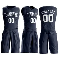 Navy White Classic Basketball Jersey Set 2