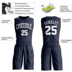 Navy White Classic Basketball Jersey Set 3