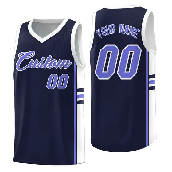 Navy White Classic Color Block Uniform Basketball Jersey