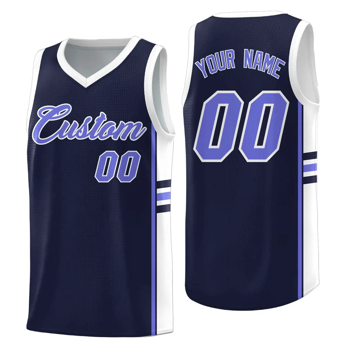 Navy White Classic Color Block Uniform Basketball Jersey