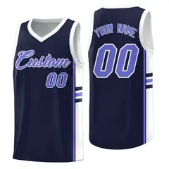 Navy White Classic Color Block Uniform Basketball Jersey 1