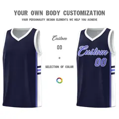 Navy White Classic Color Block Uniform Basketball Jersey 3