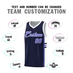 Navy White Classic Color Block Uniform Basketball Jersey 4