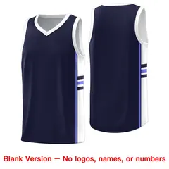 Navy White Classic Color Block Uniform Basketball Jersey 6