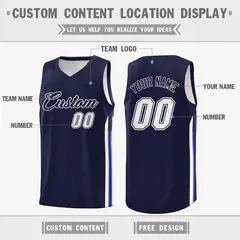Navy White Classic Fashion Sportwear Basketball Jersey 2