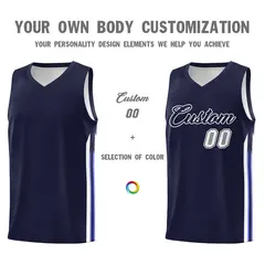Navy White Classic Fashion Sportwear Basketball Jersey 3