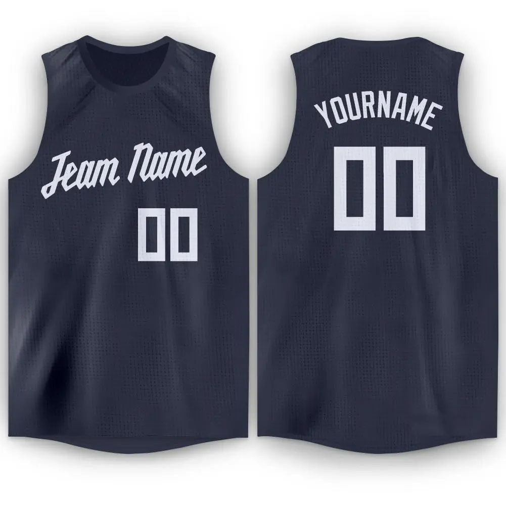 Navy White Classic Fashion Sportwear Basketball Jersey
