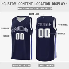 Navy White Classic Fashion Sportwear Basketball Jersey 2