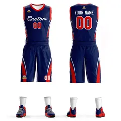 Navy White Classic Mesh Basketball Jersey Sets