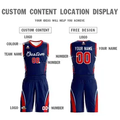 Navy White Classic Mesh Basketball Jersey Sets 3