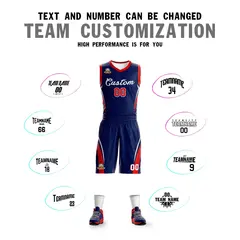 Navy White Classic Mesh Basketball Jersey Sets 4