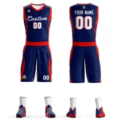 Navy White Classic Mesh Basketball Jersey Sets
