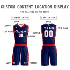 Navy White Classic Mesh Basketball Jersey Sets 3