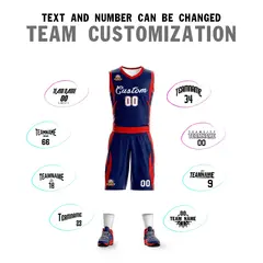 Navy White Classic Mesh Basketball Jersey Sets 4