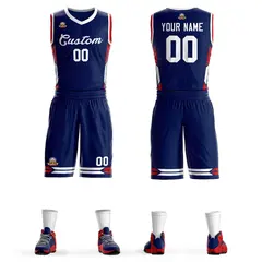 Navy White Classic Mesh Basketball Jersey Sets